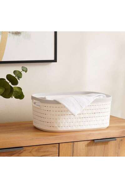 PAN HOME سلة تيفين صغيرة الحجم 37x26x15 سم - أبيض