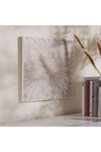 PAN HOME Setia Starburst Design Wood Wall Art 45x2.5x45cm- White Wash