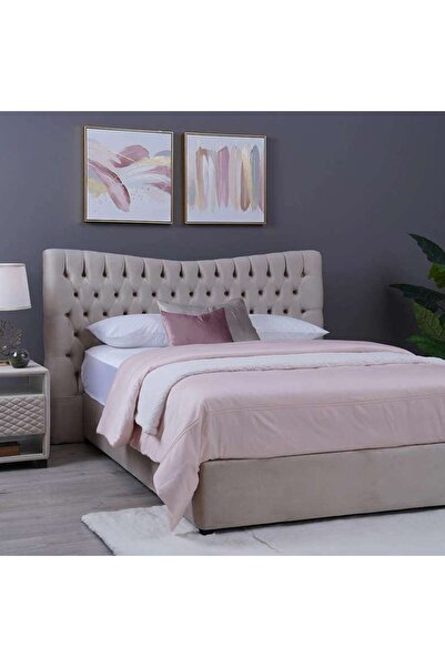 PAN HOME رأس سرير مارس مخملي بيج L-140: ارتفاع 125 سم