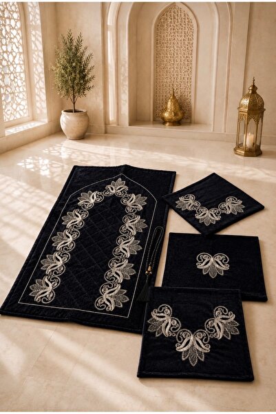 VELANORA HOME Lüks Kadife Seccade Takımı 5 Parça Bohçalık Hediyelik Set