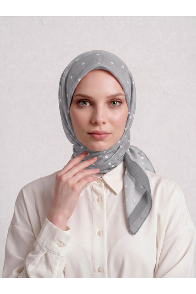 Ayshara Score Patterned Single-Sided Scarf - Gray