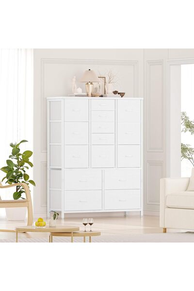 Garvee 15 Drawers Dresser, Space-Saving Bedroom Fabric Dresser & Chest of Dra...