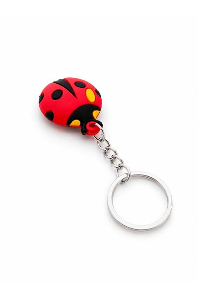 KAYLANIN DÜNYASI Cute Ladybug Keychain with Red Silicone Figure, Bag Ornament, Gift Accessory (the Product Is Exactly the Same as the One in the Image)
