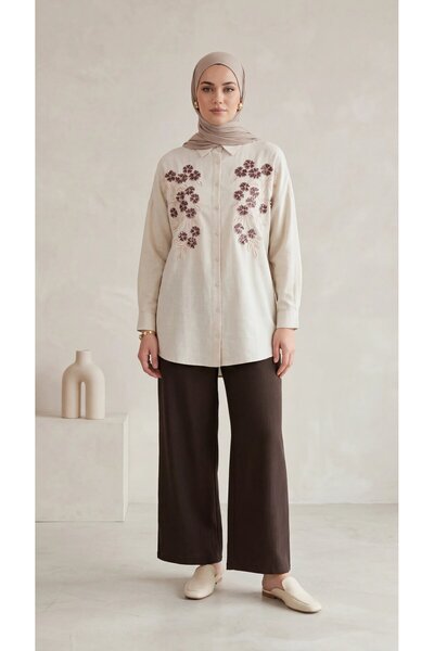 BURRASCA Oversize Linen Set with Embroidered Stones
