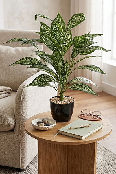 Yapay Çiçek Deposu Yapay Bitki Siyah Saksıda 26 Yapraklı Biophilia 70 cm