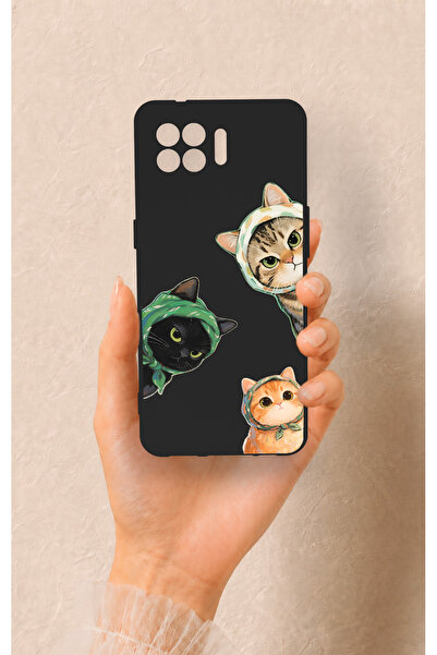 Vip Case Oppo Reno 4 Lite Uyumlu Kedi Ekibi Desenli Silikon Kılıf