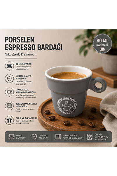 SERRA HOME Espresso Fincanı Bardağı Porselen 90ml