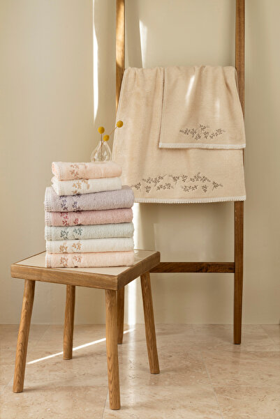 MARİBOR Helene - %70 Bambu / %30 Pamuk Nakışlı El Havlusu - 6'lı Set 50x90