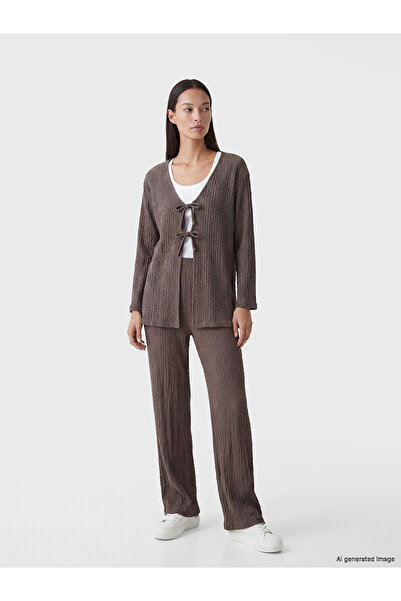 LC Waikiki Peak New Season Elastic Waist Textured Women's Trousers
