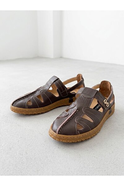 NUR KARACA 26Y-055-7131 Genuine Leather Orthopedic Women's Sandals Daily Orth...