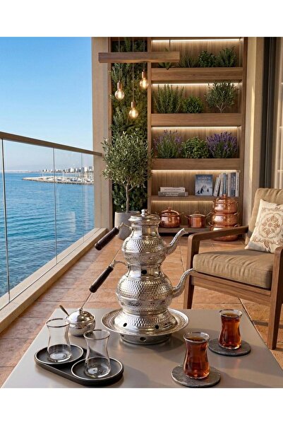 Bakır Center Copper Hammer Forged Ottoman Stove Nickel Plated Large Teapot 4 ...
