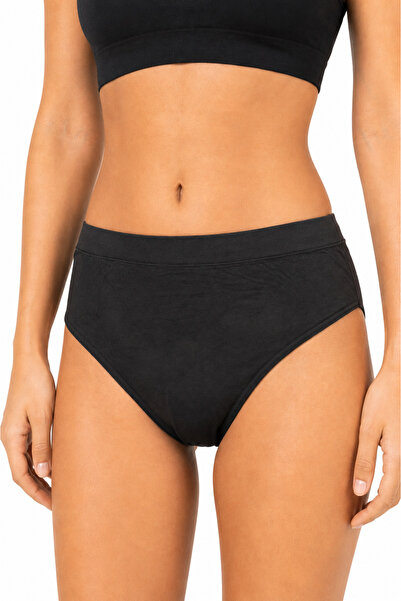 Tusebu Women's Black High-Waisted Cotton Panties – Soft Textured Everyday Use Underwear