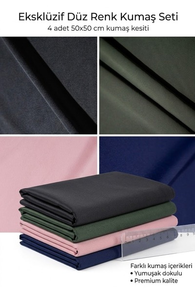 Roxxlen Fabric Set 50X50Cm 4 Pieces for Patchwork and Sewing