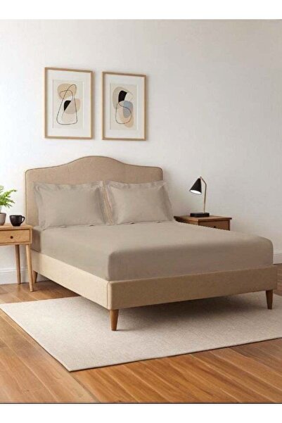 PIZUNA Pure Combed Cotton Queen Fitted Sheet 160x200 cm Simply Taupe, 400 Thr...