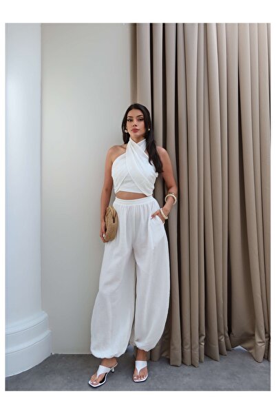 ESRAHELVACI Neck Tie Drawstring Crop Set