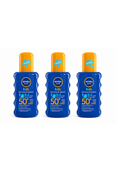 Nivea Sun (50SPF+) مجموعة من 3 قطع من واقي الشمس للأطفال بعامل حماية 50