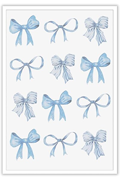 ESSESORIES Pnsoien Trendy Blue Bow Watercolor Light Blue Music Poster Wall Ar...
