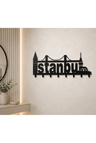 LİNEART İstanbul Temalı Metal Duvar Askılığı Dekoratif Antre Askısı - Metal İ...