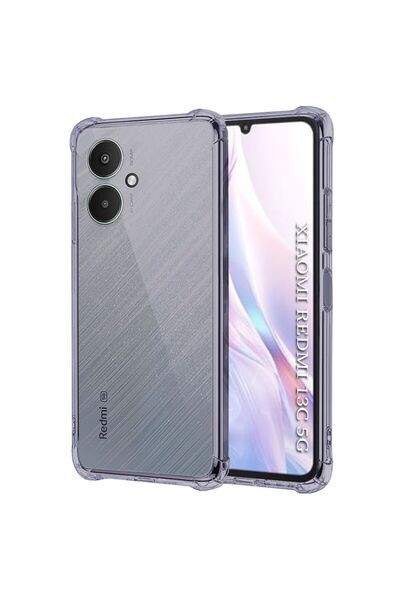 Techsuit Αντικραδασμική Διαφανής Σιλικόνη - Xiaomi Redmi 13C 5G - Μαύρο Καπνού