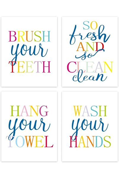 ESSESORIES Kids Bathroom Toddler Colorful Rainbow Bathroom Pictures Set of Ae...