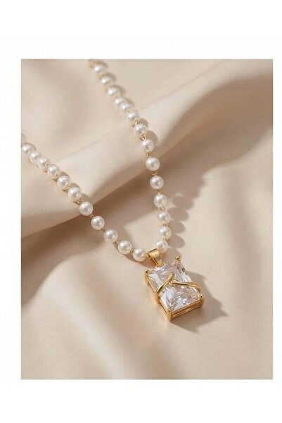 Mum Aşkı Pearl Baguette Necklace