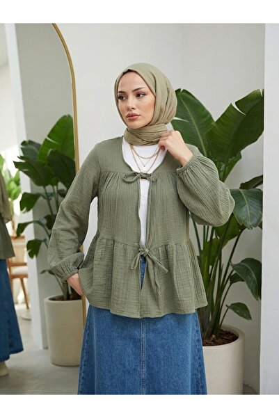 Naknaku Two-Tie Muslin Tunic-Khaki