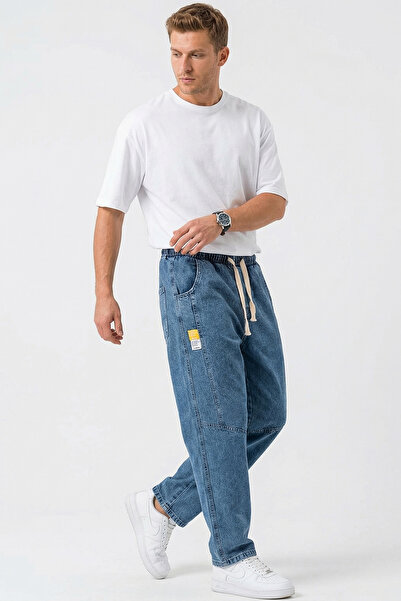 Merterium Men's Relaxed Fit Baggy Jean Trousers 1524 - Indigo