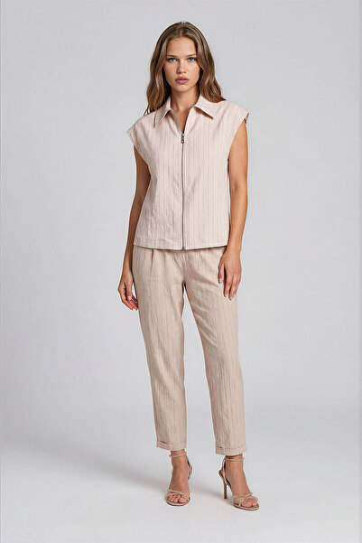 Vitrin Patterned Elastic Waist Trousers