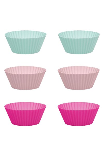 Z Store 6 bucăți forme de silicon pentru brioșe în 3 culori pastelate, Ø7x3cm