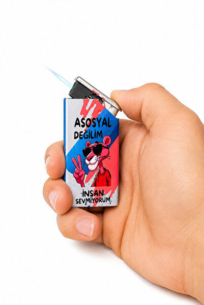 ONRSTORE Komik Söz Baskılı Metal Pürmüz Alevli Gazlı Çakmak mavi