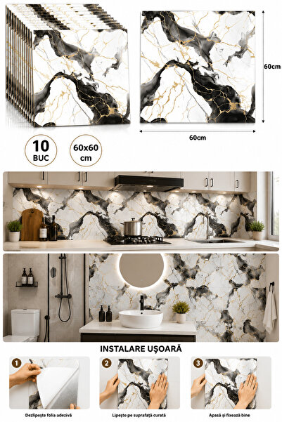 OEM HomeRoy Tapet Decorativ Autoadeziv 3D – Set 10 Bucăți