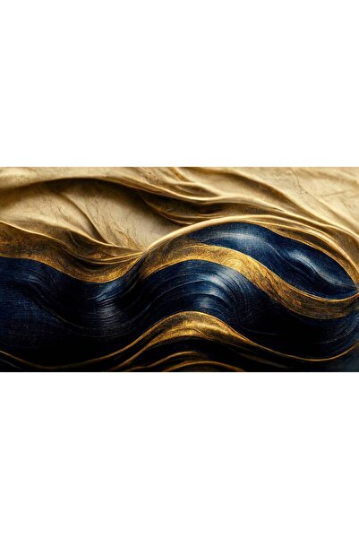 Persona Tablou Canvas, Valuri Abstracte Elegante Albastre Si Aurii 2- 100 X 7...