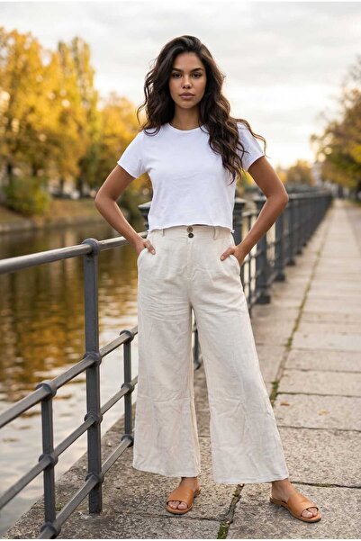 pier moda Women's Linen Shalwar Trousers 100% Cotton Linen Palazzo Pants