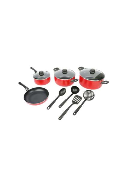 kitchenmate Kitchen Mate Cookware Set 11 Piece Red