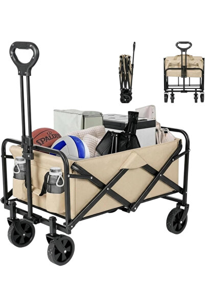 Cady One Heavy Duty Foldable Shopping Cart Grocery Cart Trolley with Wheels a...