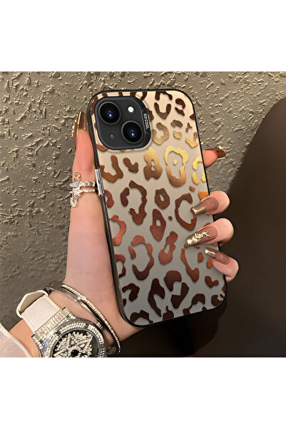 SLIMFELT iPhone 14 Plus/15 Plus Uyumlu Lüks çok yönlü leopar desenli kılıf, z...