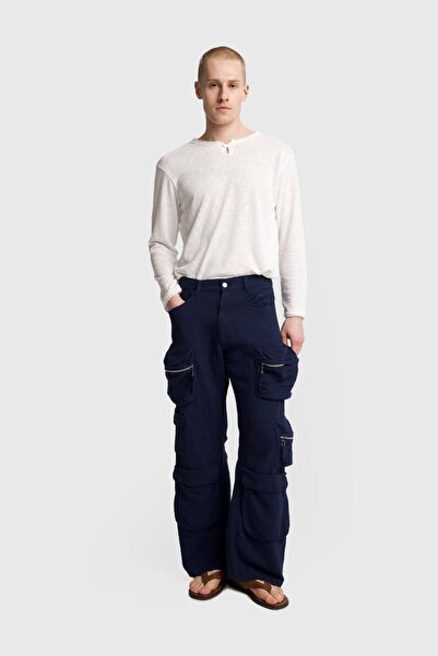 Hiccup GIESTO Pantaloni bărbătești din tricot, talie medie, croi larg