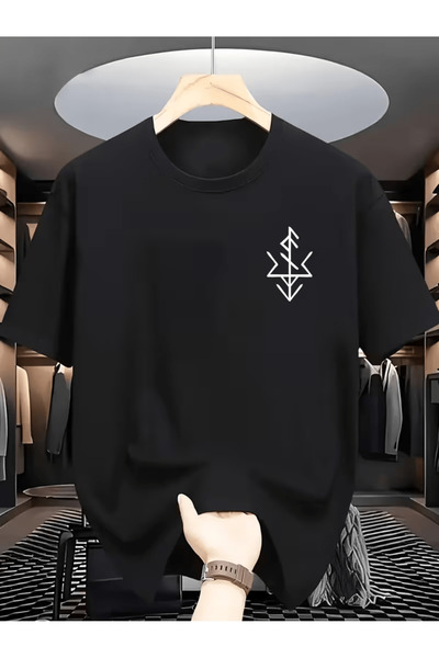 NOURAM تي شيرت مطبوع عليه فن الخط البسيط من Nordic Rune Runes