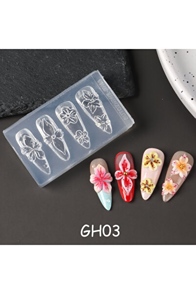 Choice GH03 Transparent Ocean Flowers Nail Carving Mold 5D Tropical Lily Peta...