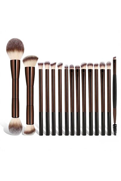 Choice1 Brown 15 PCS Makeup Brushes Double-ended Makeup Brush Set Double Side...