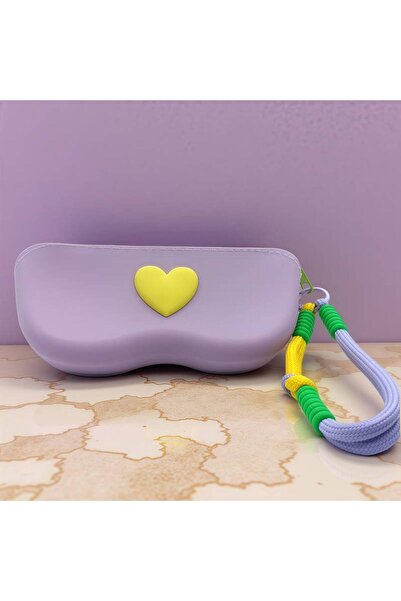Choice1 1Pc Heart-Shaped Silicone Glasses Storage Bag with Hand-Woven Rope an...