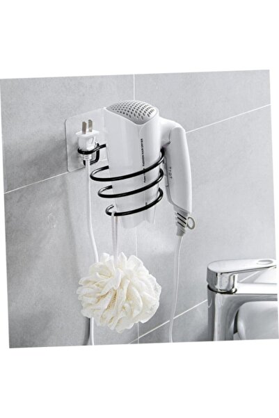 BRAMBLE LIFE Black Metal Blow Dryer Holder, Adhesive Wall Mounted Hair Dryer ...
