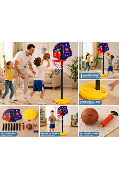 Generic Basketball-Basketball Hoop Set for kids with Ball & Pump