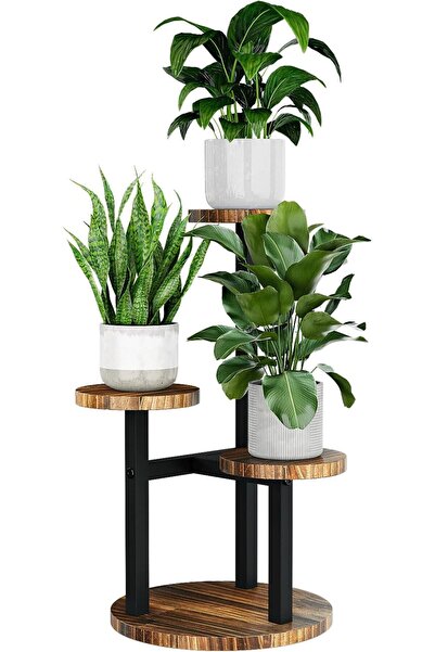 Dotail Etajeră pentru plante, 3 niveluri, rafturi rotunde, 35 x 53 x 30 cm, m...