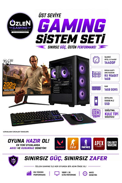 ÖZLEN XL11 İ5 14400F RX 9060 XT 16GB 500GB M.2 SSD 16GB DDR5 RAM 24'' Full HD...