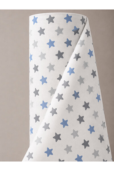 Bebek Özel 1 Top (30 Meters) Cotton Fabric Blue Gray Star Color (Width 240 cm)