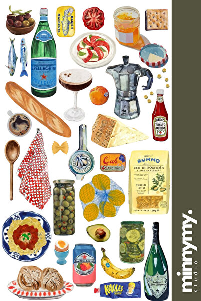 Minnymy Italian Lunch Collection Sticker, Çıkartma, Ajanda, Günlük, Planlayıc...