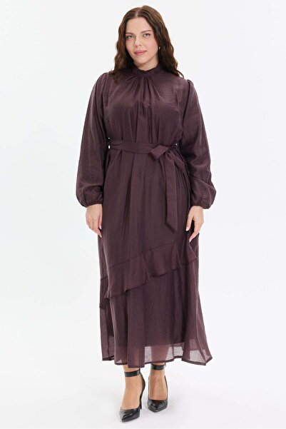 KADO OUTLET Long dress with belt detail and ruffles