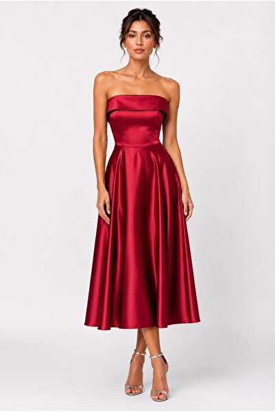SpringStore Bordo Straplez Abiye