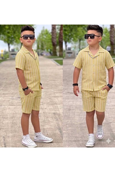 Ütk kids Boy's Summer 2-Piece Linen Set Shirt+Shorts
